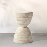 Wholesale Price Sera Hourglass White Travertine Side Tables